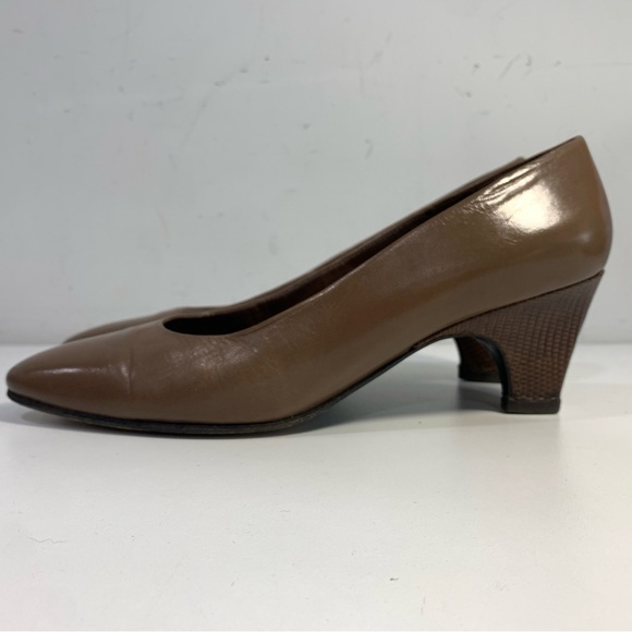 Vintage Yves Saint Laurent Leather Pumps Women’s Mid Heel Shoes Brown Size 8 N - Picture 8 of 13